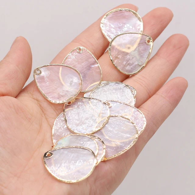 Cuentas de concha Natural de 5 unids/lote, forma de gota de agua chapada, cuentas sueltas doradas para la fabricación de joyas, accesorios de joyería de araña DIY