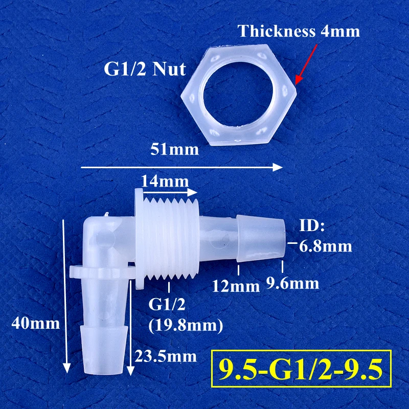 SgooHan 5 ~ 200 Stück Sechskantmutter M6 ~ G1/2 bis 2,4–11,1 mm PP Pagode-Winkelverbinder Aquarium Tank Luftpumpe Schlauchverbindungen Bewässerungsrohrverschraubungen 6