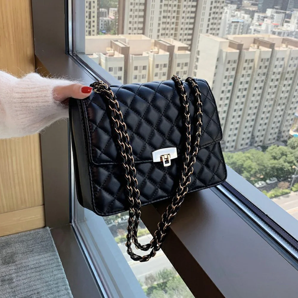 New Fashion Women Bags Crossbody Shoulder Chain Bag High Quality Designer Handbag Lady Small Hand Bag PU Leather Black bag