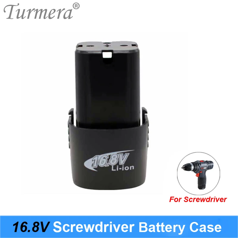 Turmera 16.8V Screwdriver Battery Case to Build 4S 18650 Lithium Batteries Cell Inside for Electric Drill Power Tool Replace Use