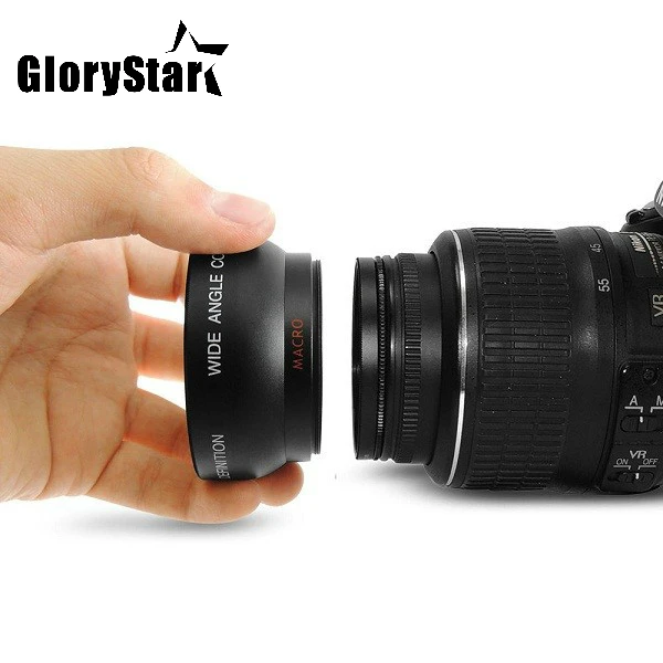 GloryStar 58MM 0.45x obiektyw szerokokątny + makro obiektyw do modeli Canon EOS 350D/ 400D/ 450D/ 500D/ 1000D/ 550D/ 600D/ 1100D Nikon