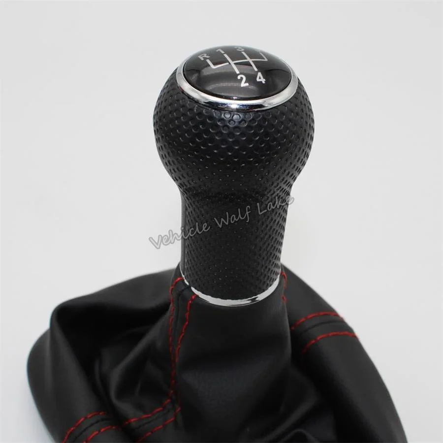 For Seat Leon 2000 2001 Toledo 1999 2000 2001 Car-Styling 5 Speed Gear Lever 23 mm Hole Car Shift Knob Leather Boot Red Line