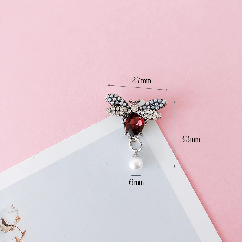 5Pcs/Set Insect Brooch Buttons, Elegant Little Bee Crystal Rhinestone Buttons, Gifts For Girls, Flat Sewing Decoration