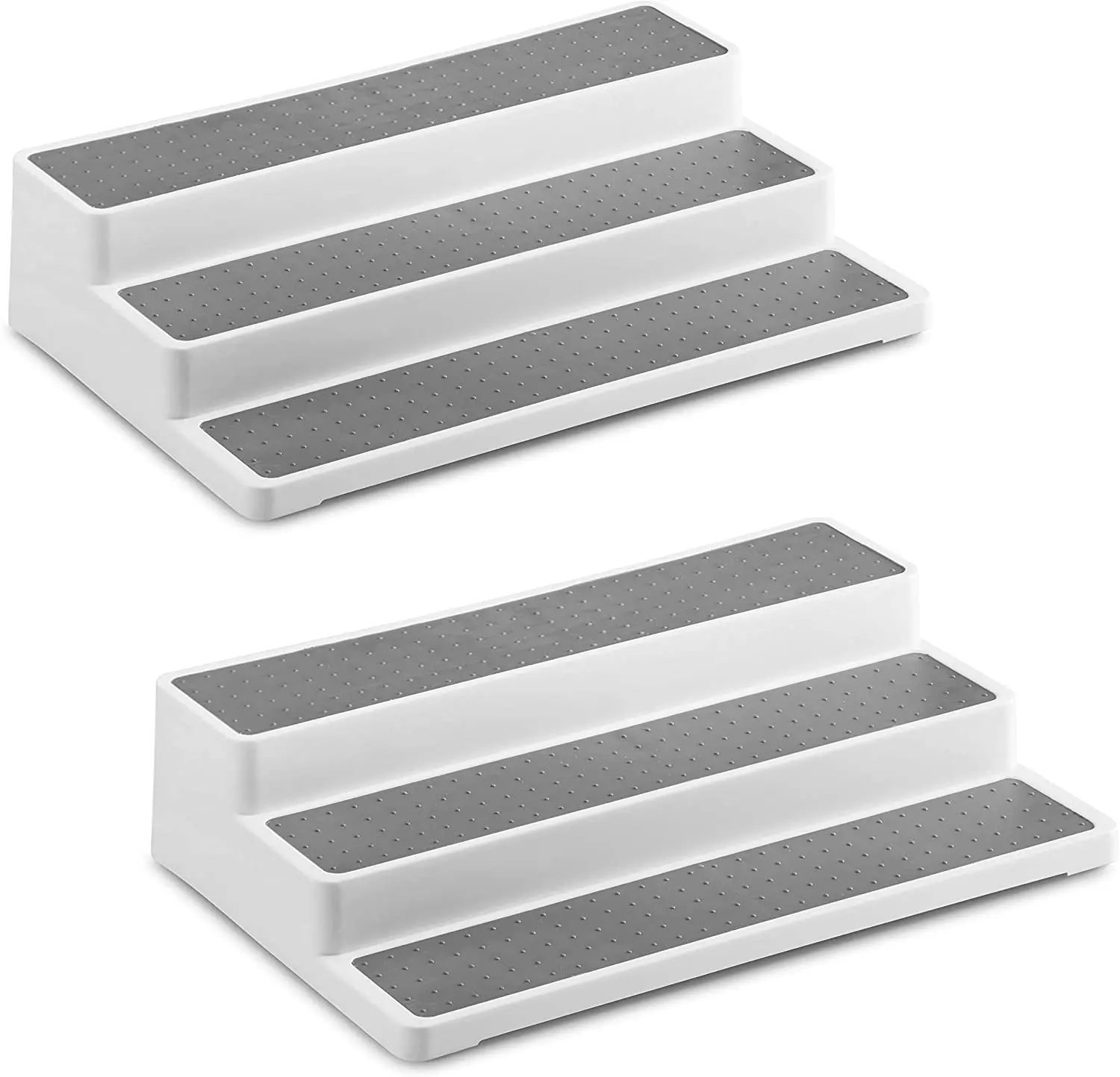 2 Paket Kaymaz 3 Katmanlı Baharat Raf Organizatör Dolap için Plastik Modern Kiler Mutfak Tezgah Standı 3 Adım Raf Beyaz / Gri