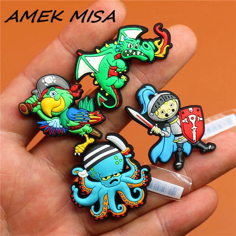 1pcs Original Shoe Accessories Pirate Parrot Octopus Shoe Charms Garden Shoe Buckle Decorations Fit Kids Gift U40