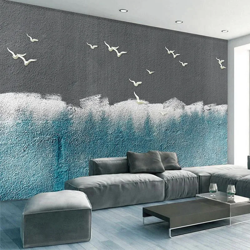 

Custom Mural Wallpaper Modern Abstract 3D Forest Snow Mountain Flying Bird Nordic Living Room Bedroom TV Background Home Decor