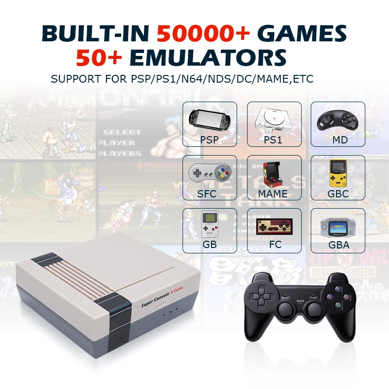 Retro Video Game Console Built-in 50000+ Mini Games Super Console X Cube For PS1/PSP/ N64 Portable Game Console 2021 Latest