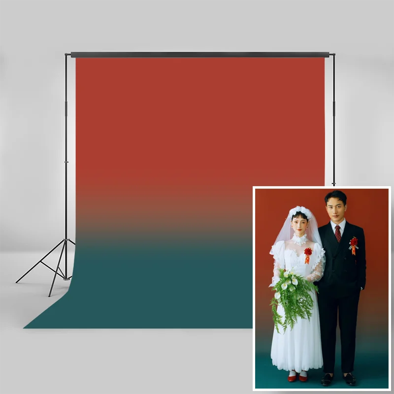 Solid Color Photography Background Birthday Wedding Adult Portrait Photographic Studio Gradient Photo Red Dark Green Backdrop