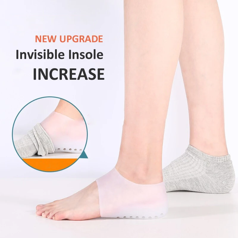 Plantilla Invisible de silicona para aumento de altura, calcetín suave con almohadilla para zapatos, para hombre y mujer, 1,5 CM, 2,5 CM, 3,5 CM,