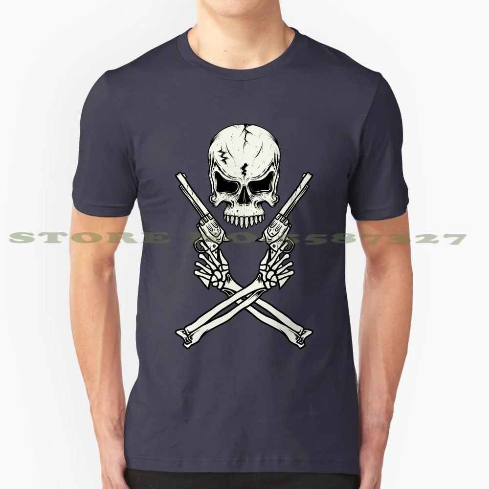 Colt 45 Crossbones 4 100% Pure Cotton T-Shirt Skull And Crossbones Arms Cowboy Hand Bandit Gun Western Skeleton Colt 45 Hitman