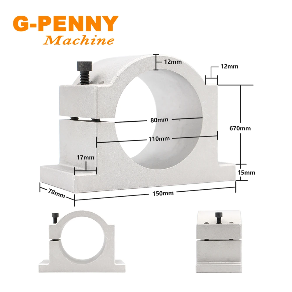 G-Penny 1.5KW ER16 Water Cooled Spindle Motor 4pcs Bearings 80x 220mm & 1.5kw QL-Inverter & 80mm Bracket & 75W Water Pump