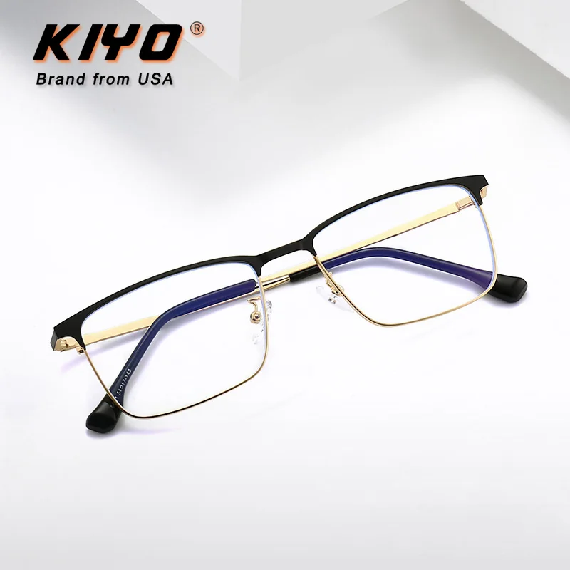 

KIYO Brand 2021 New Women Men Fashion Anti Blue Light Optical Frame Metal Eyeglasses Frames Square Spectacles Glasses 9681