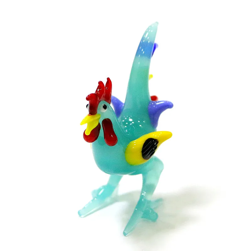 Easter Cock Glass Miniature Figurine Cute Rooster Statue Ornament Home Table Decoration Collection Holiday Party New Year Gifts