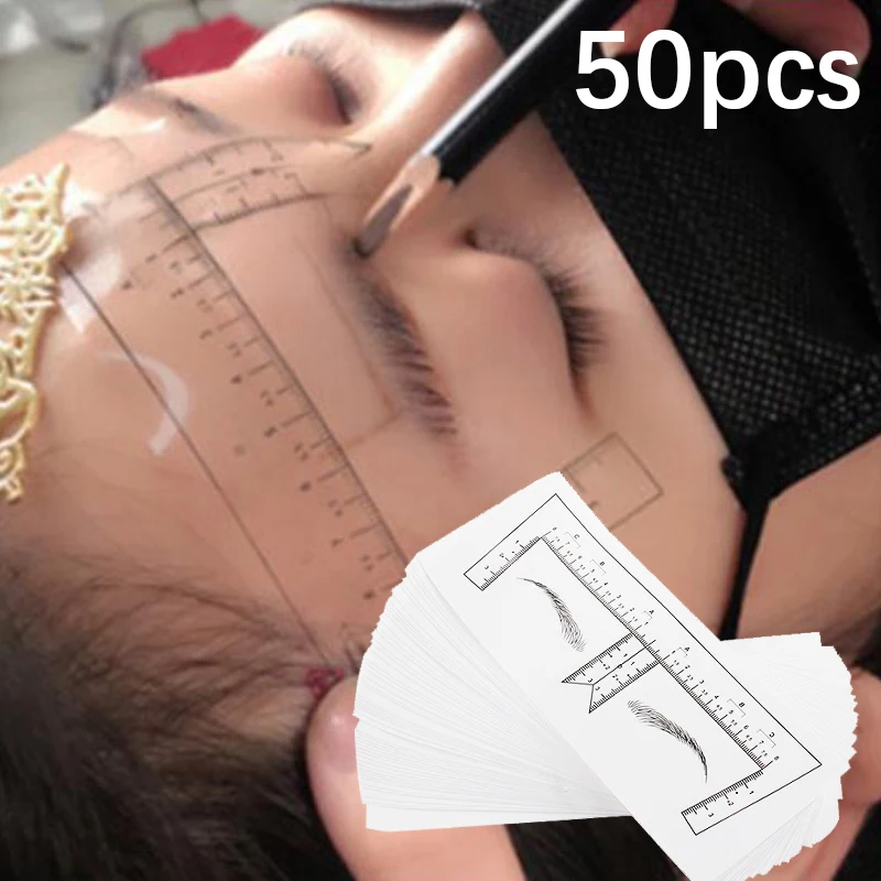 New 50pcs semi-permanent positioning ruler tool microblading eyebrow standard scale measuring ruler for beginner