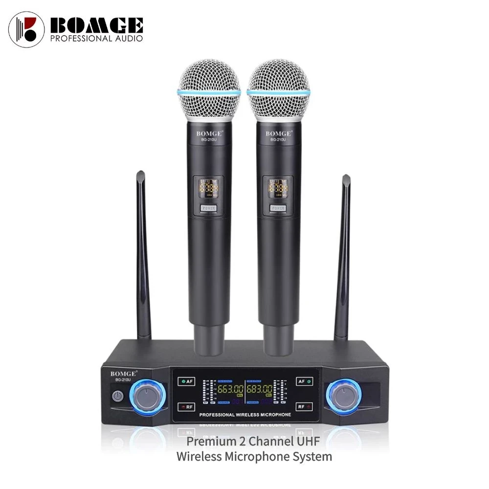 

BOMGE Wireless Microphone Dual Professional UHF Cordless Dynamic Mic Handheld System for Home Karaoke, Meeting, Party