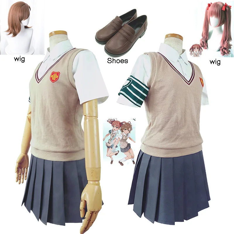 Anime Toaru Kagaku no Railgun Shirai Kuroko Misaka Mikoto Cosplay Costume Girl's School Uniform Fancy Party Halloween Costume