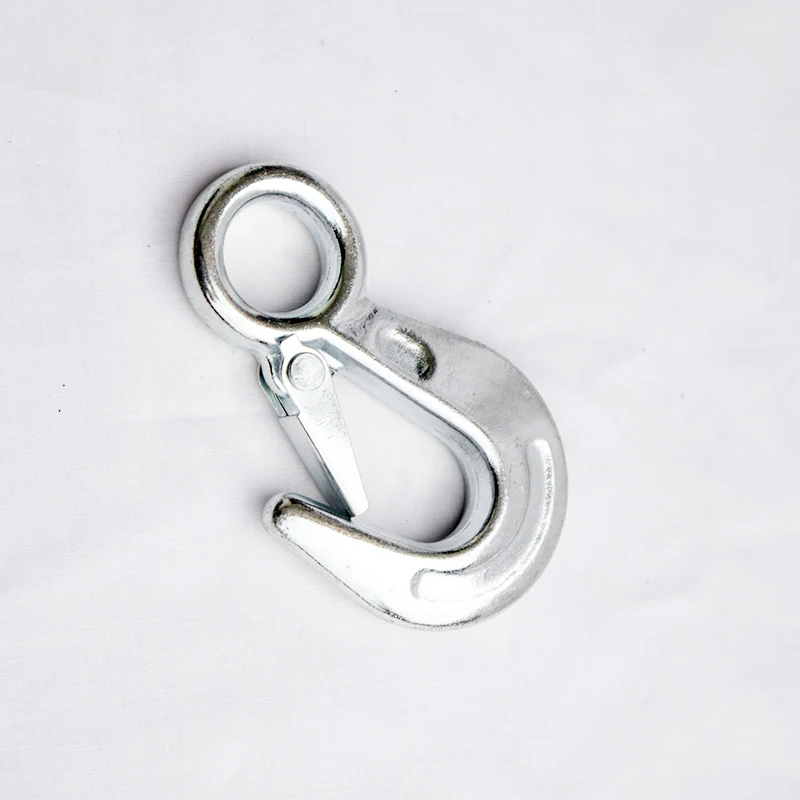 Heavy Duty Forged Eye Hook with Safety Lock Latch Zinc Plated G80 Alloy Steel Drop Forged Hook for Tie-Down
