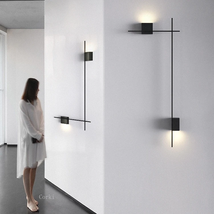 

Modern Simple Long Strip Wall Lamp Living Room Designer Background Wall Light Deco Hotel Corridor Line Strip Wall Light Fixture