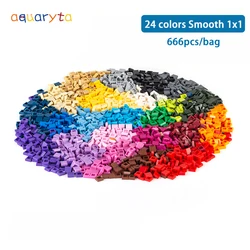 Aquaryta 666 pcs Building Blocks Brick Parts Smooth 1x1 3070 Classic Building Block Toys Bulk for Children Compatible with Logo