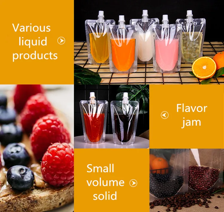 100PCS Plastic Suction Nozzle Spout Bag DIY Clear Beverage Liquid Juice Milk Wedding Bar Beer Jelly Tea Party Drinking Pouches