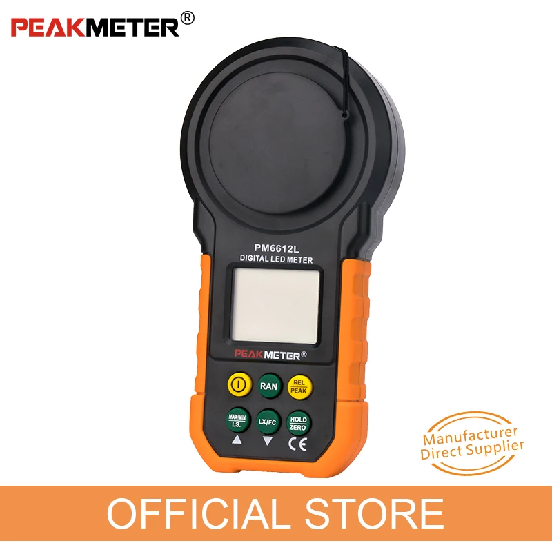 Official PEAKMETER PM6612L LED Digital Analog Bar Light Lux Meter 200000 lux Handheld Light Meter for Light Measuring