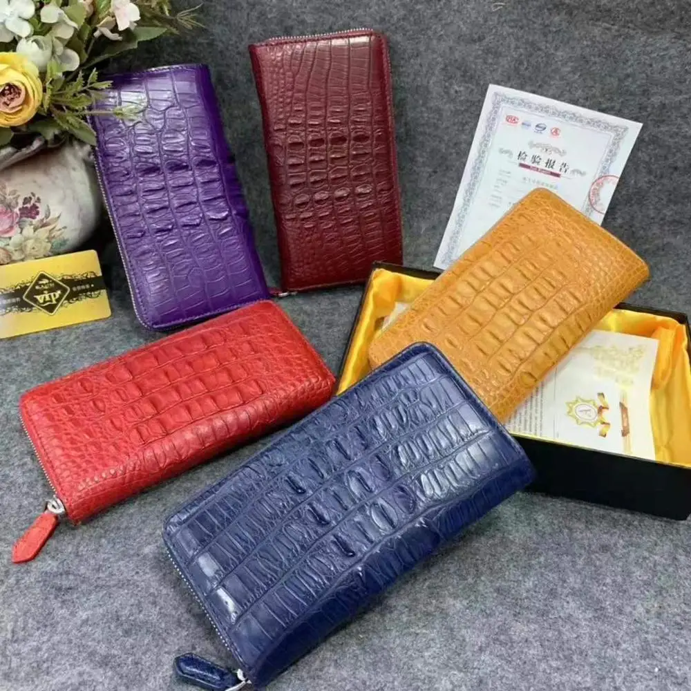 100% genuine alligator skin leather women wallet crocodile leather skin wallet and purse, luxury money clip for lady case holder