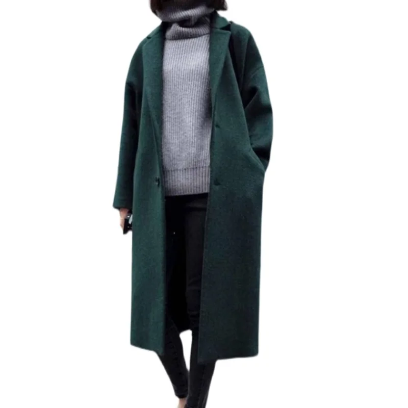 

Winter new fashion long woolen coat women thick loose jacket women