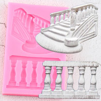 Wedding Cake Decorating Tools 3D Staicase Railing Border Silicone Molds Cake Baking Fondant Candy Clay Chocolate Gumpaste Moulds