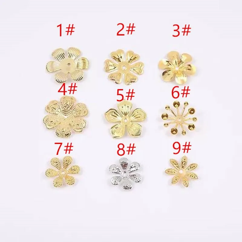 

50-100Pcs Gold/Rhodium/Antique Brzone DIY Flowerr Filigree Wraps Connectors Hair Jewelry Accessories Ancient Fashion Decorative