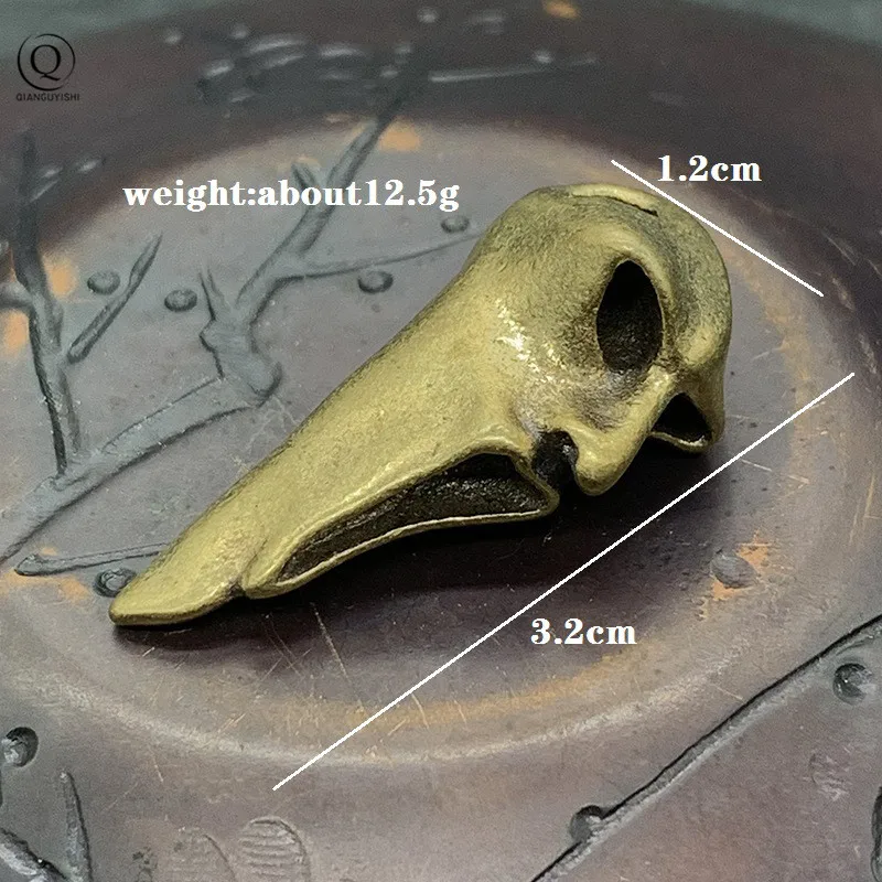 Punk Retro Brass Death Men Skull Key Ring Pendants Creative Pure Copper Small Head Skeleton Charm DIY Keychain Jewelry Accessory