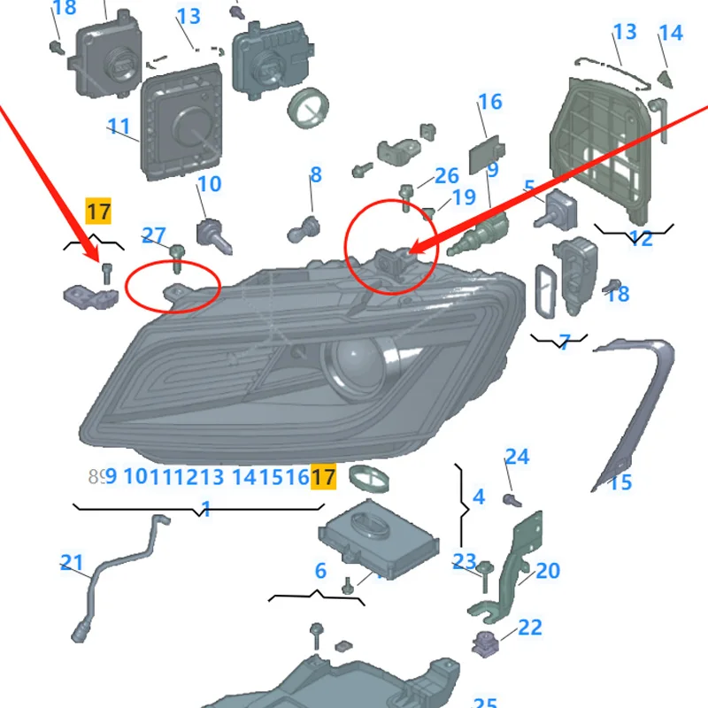 8R0998121A For Audi Q5 2013 - 2017 Headlight Repair Kit Bracket Car Headlight Protection Ring Repair Parts  8R0 998 121A