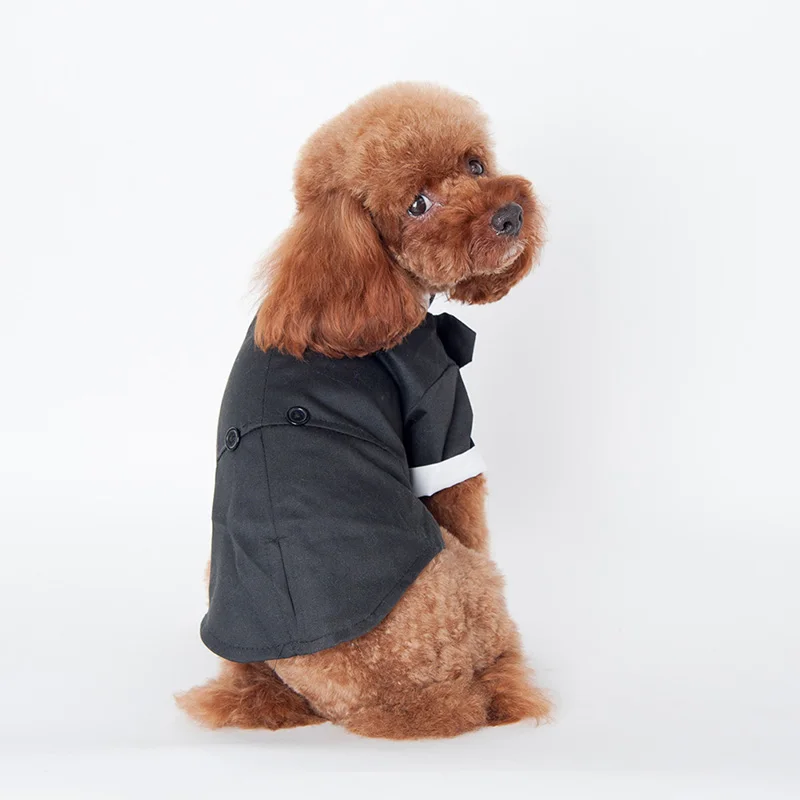 Dog Tuxedo Costume Formal Shirt Dog Wedding Black Jacket Suit Pet Puppy Bow Tie Suit Small Dogs Cats Clothes