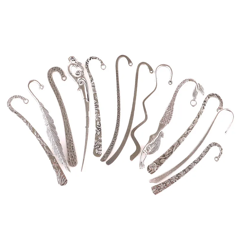 Mixed Alloy Bookmarks Charms For Jewelry Making Pendant 12pcs Metal Book Mark Fashion Vintage Accessories Silver Color Bookmark