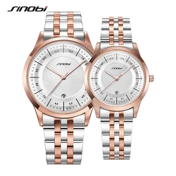 SINOBI Fashion Elegant Men Watches Couple Models Quartz Movement From Japan Rose Gold Luxury Men's Women's Watches Wristwatch