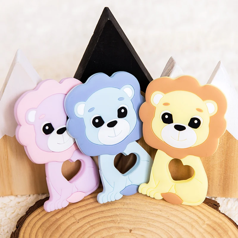 5/10PCS Silicone Teether Lion Pendant Food Grade Perle Silicone Bead DIY Teething Necklace For Teeth Tiny Rod Baby Teethers Gift