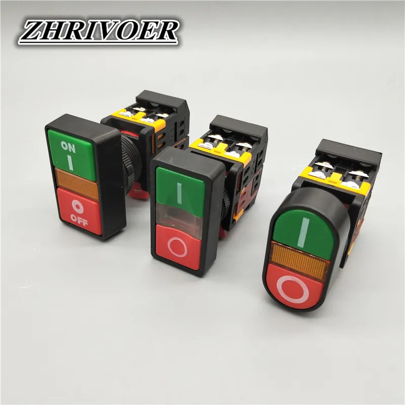 22 مللي متر/25 مللي متر/30 مللي متر على/OFF START إيقاف NO/NC APBB-22N/AS-22N/PPBB-30N حظة مزدوجة رئيس دفع زر التبديل مع ضوء 12V 24V 220V #2