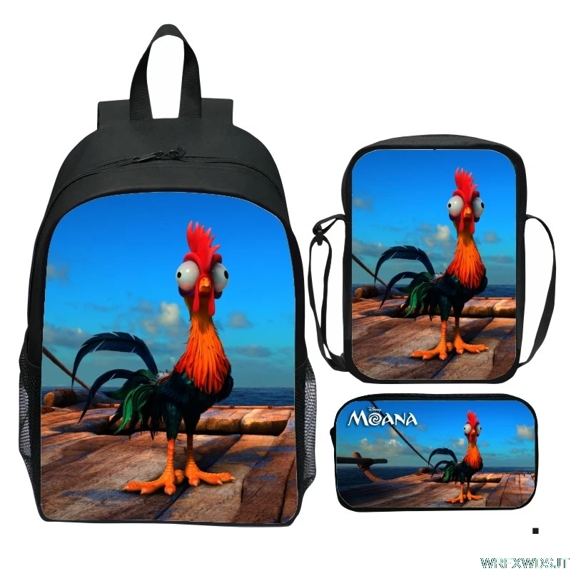 Princess Moana 3PCs/Set 3D Print Pattern School Bag for Boys Girls Teenager Girls Backpacks Children Students Travel Backpack