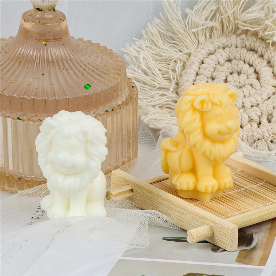 Lion King Sitting Silicone Candle Soap Mold Cartoon Statue Ornament Handmade DIY Resin Scented Animal Style Elements Gifts