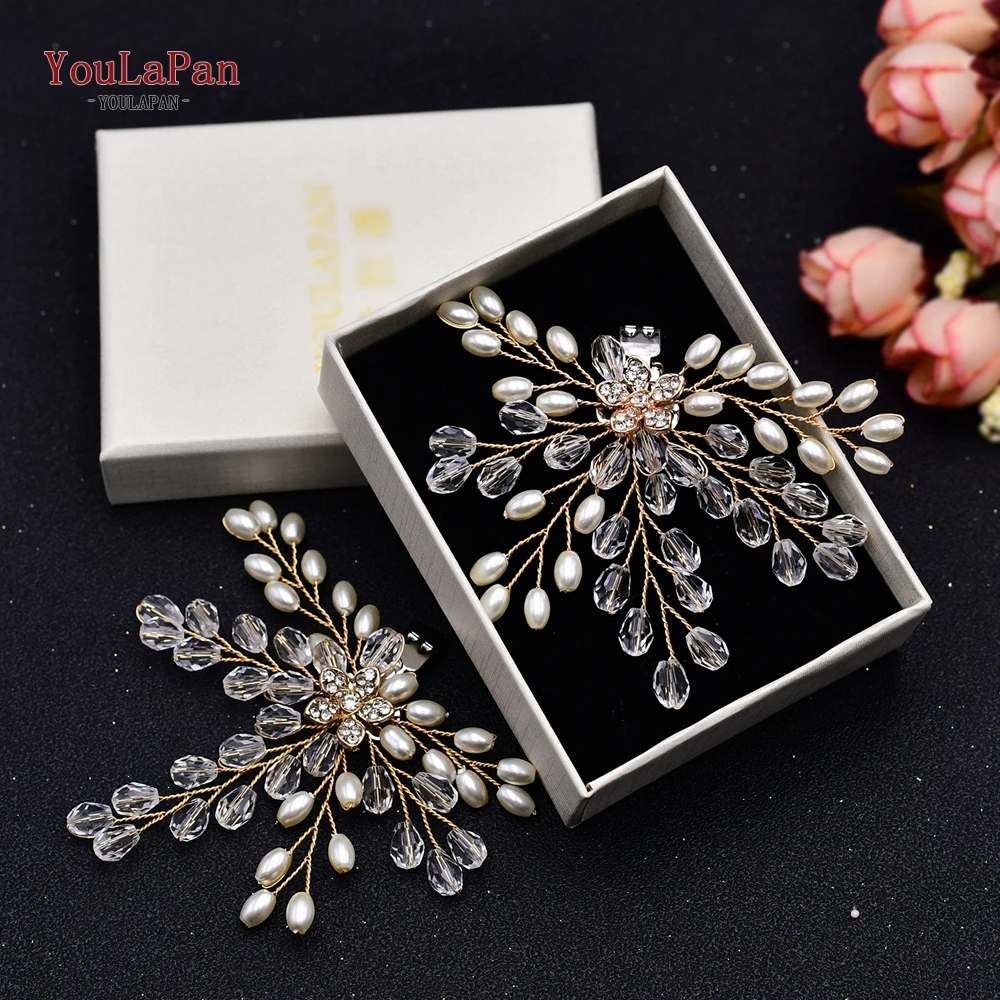 YouLaPan X10 2pcs/lot Bride Shoe Clip Wedding Shoes Buckle Clip-on Women Bride High Heel Charms Luxury Pearl Shoe Buckle