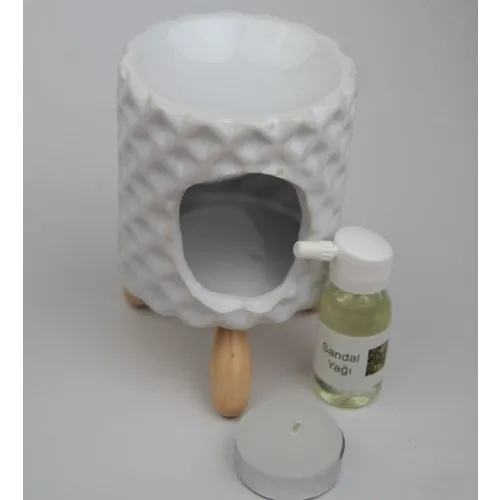 Gift Idea Lozenge Pattern White Color Censer Oil