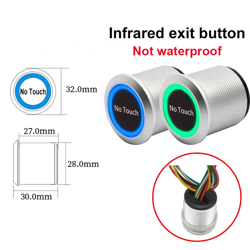 Waterproof No Touch Infrared Sensor Exit Button Switch Access Control Door Exit button Contactless Door Release Switch Sensor
