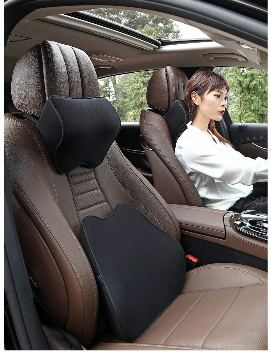 Memory Cotton Foam Auto Nacken kissen Kopfstütze für Auto kissen Lendenwirbel säule atmungsaktive Autos itz kissen Taillen stütze – Detail 3