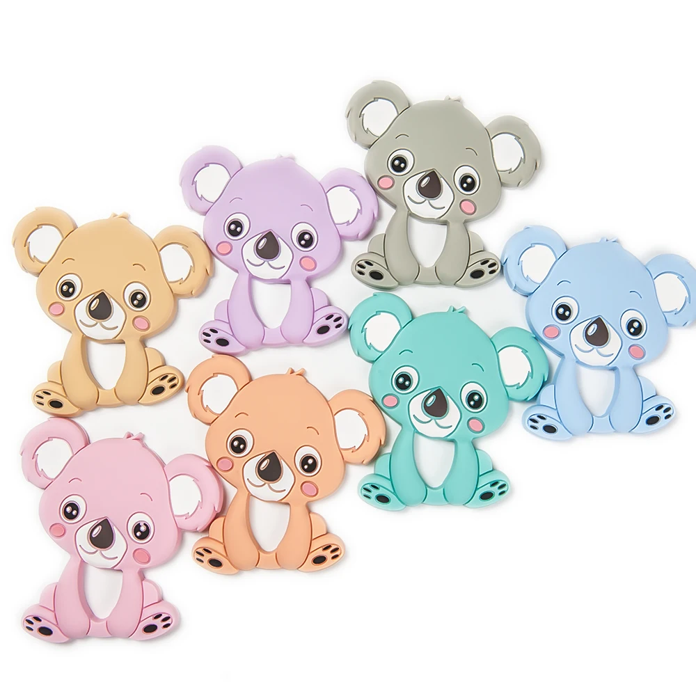 Cute-idea 1pc Baby Teether Koala  Accessories DIY For Pacifier Chain BPA Free Food Grade Silicone Beads Teether Chew baby toys