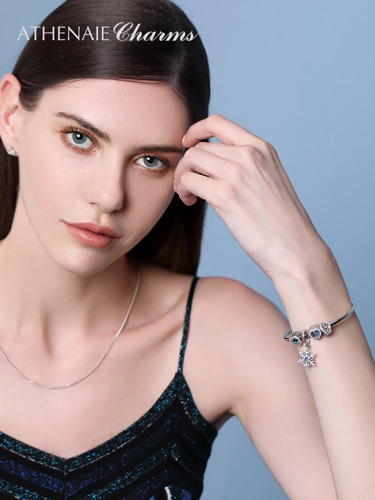 ATHENAIE 925 Sterling Silver with Clear CZ Galaxy Cross Ring Bead Charms for Women Charms Bracelet fit Valentine'Day Girl Gifts