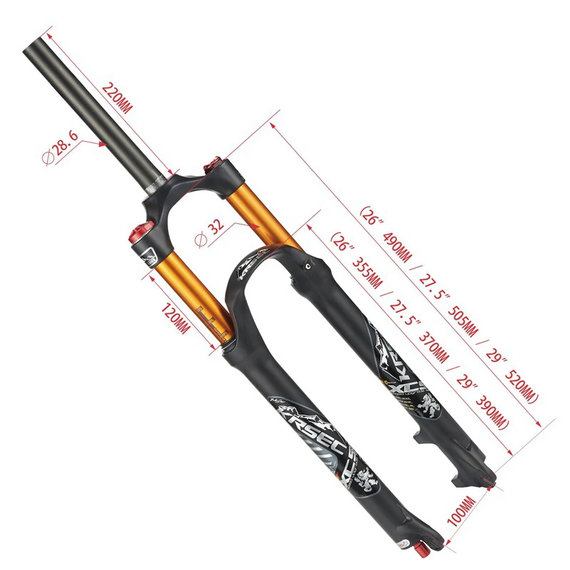 KRSEC Mountain Bike Air Supension 26/27.5/29Inch MTB Bicycle Accessories MTB Air Suspension fork shock absorbing suspension fork