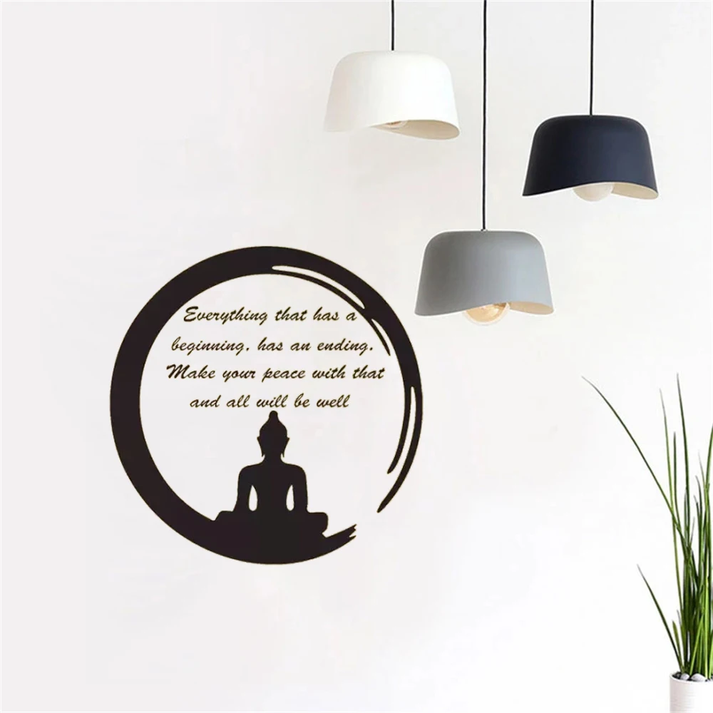 Religion Yoga Buddha Pattern Wall Sticker Buddhist Inspirational Quotes Vinyl Home Decor Wall Decals Removable Murals