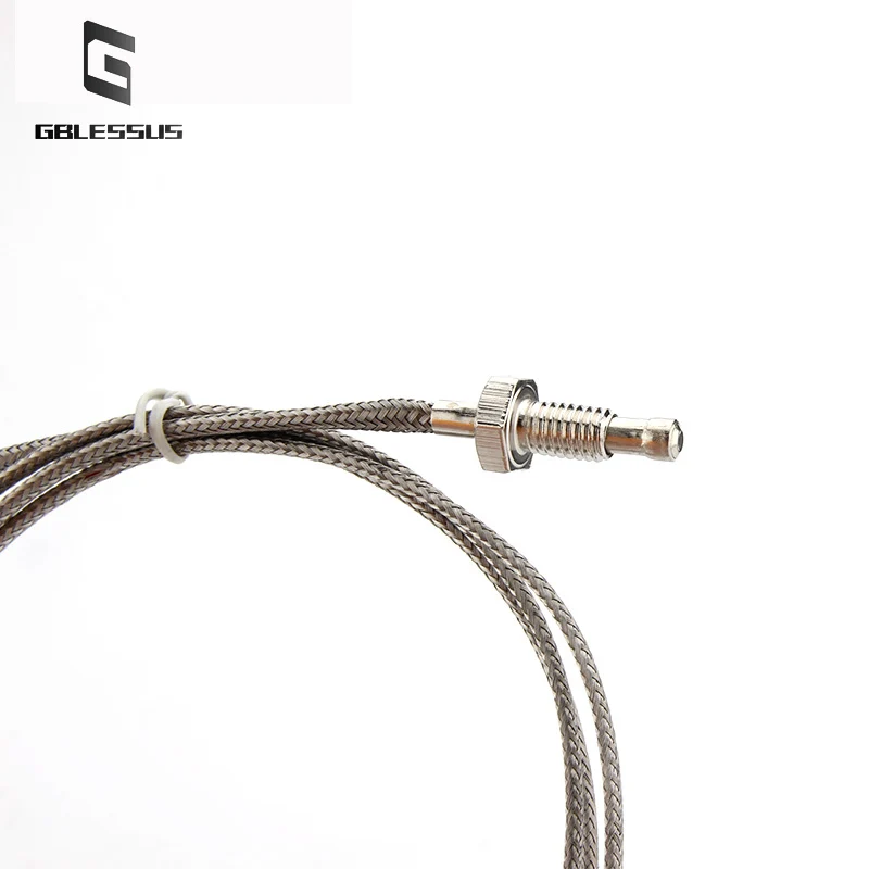 M6 Thermocouple Thread Type K/E  0-800℃ Shielded Probe Thermal Resistance Temperature Sensor 0.5/1/1.5/2/3/4/5M