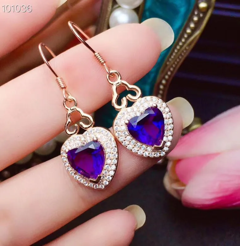 KJJEAXCMY boutique jewelry 925 sterling silver inlaid Amethyst necklace pendant ring female Suit exquisite classic