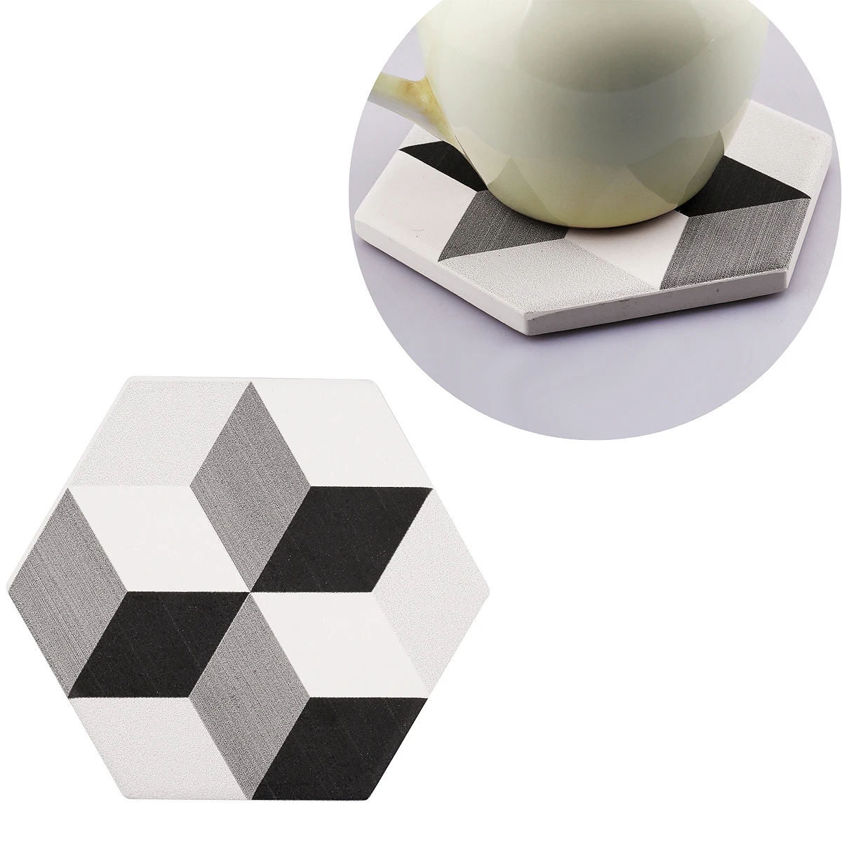 Non-Slip Cup Mat Water Absorbs Diatom Mud Coaster Hexagon Placemat Insulation Anti-scalding Coaster Marble Table Decor