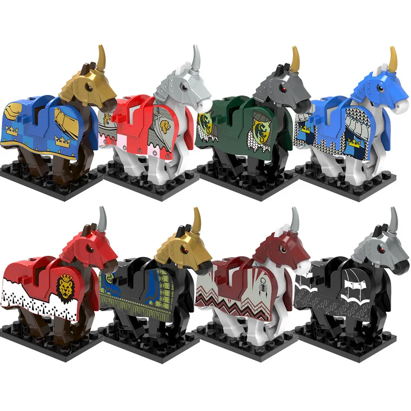 1PC MOC War Horses Building Blocks Accessories Royal Knight Horses Bricks Parts Children Toys Gifts Juguetes Ninos over 3 Years